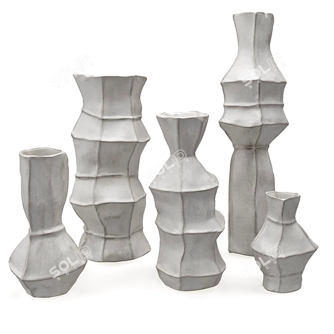 Rustic Crumpled Vases Collection 3D model image 2