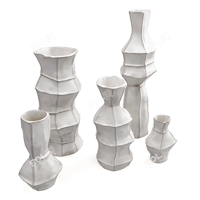 Rustic Crumpled Vases Collection 3D model image 4