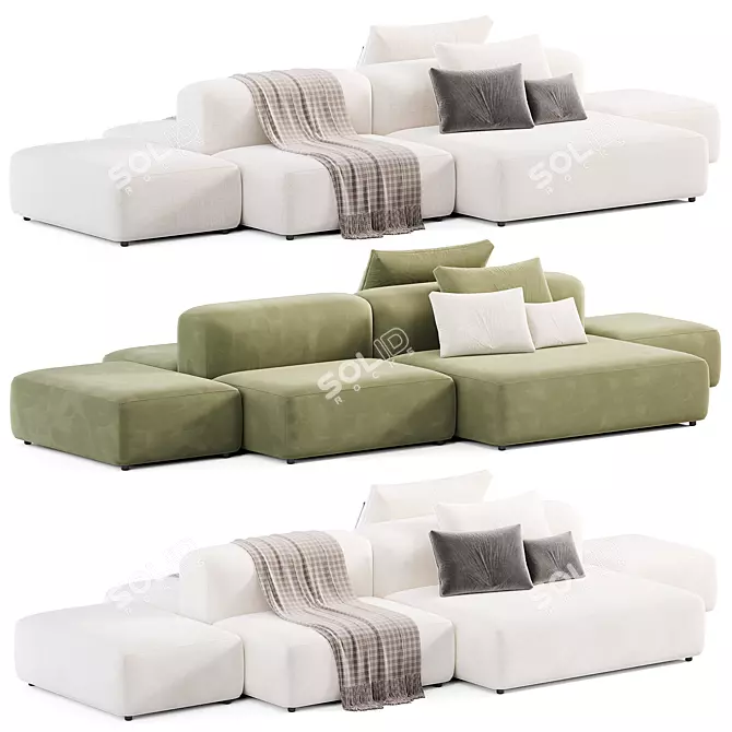 Modern Modular Fabric Sofa Design 3D model image 7