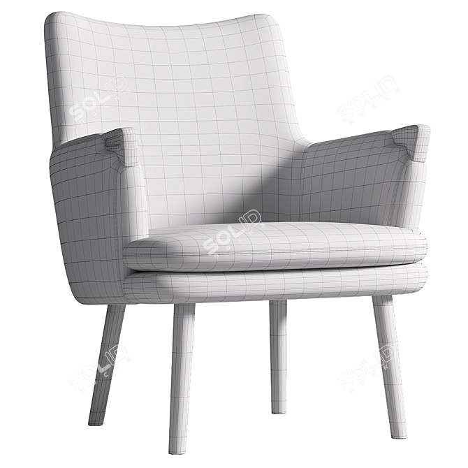 Modern Oak Lounge Chair 840mm 3D model image 3