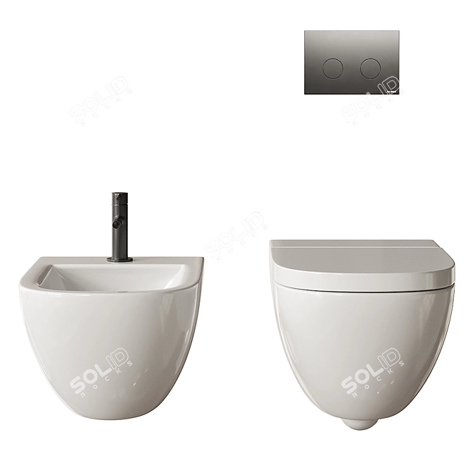 Scandinavian Style Wall-Hung Toilets 3D model image 2