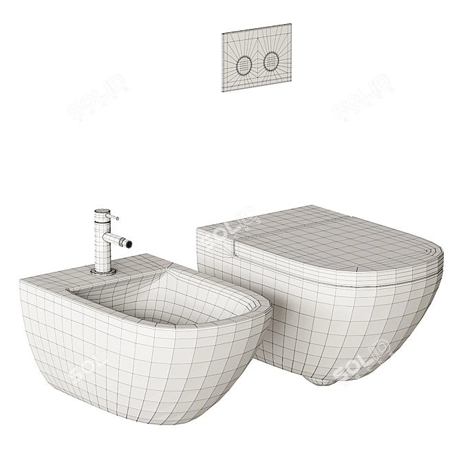 Scandinavian Style Wall-Hung Toilets 3D model image 5