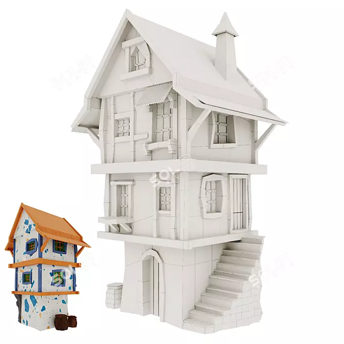 Fantasy House Model Lowpoly 3D 3D model image 3