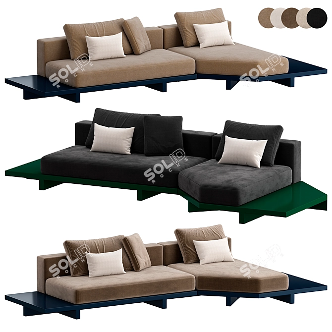 Sleek Contemporary View Sofa Design 3D model image 1