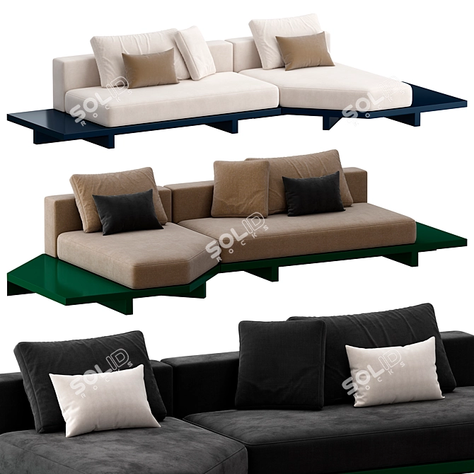 Sleek Contemporary View Sofa Design 3D model image 3