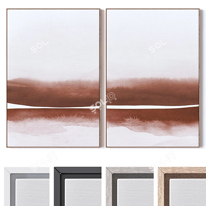 Wall Paintings Set with Frames 3D model image 1