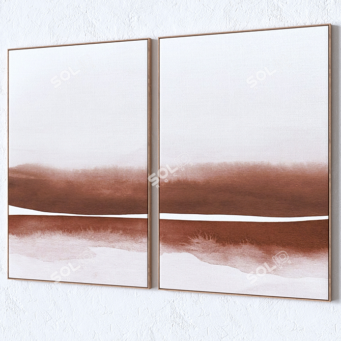 Wall Paintings Set with Frames 3D model image 3