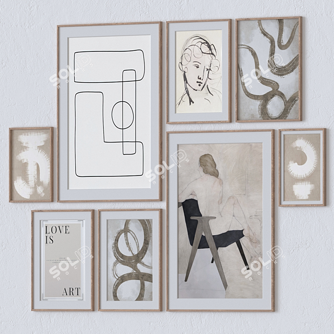 Modern Wall Art Set 3D 3D model image 2