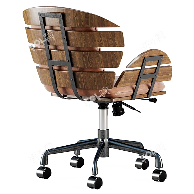 Modern Leather Swivel Office Chair 3D model image 4