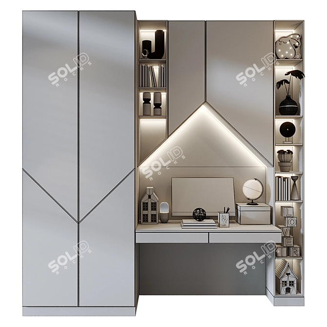 Modern Bookshelf Composition 2015 3D model image 3