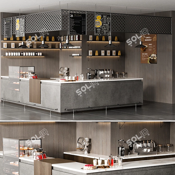 Crafted Cafe Bar Scene Kit 3D model image 1