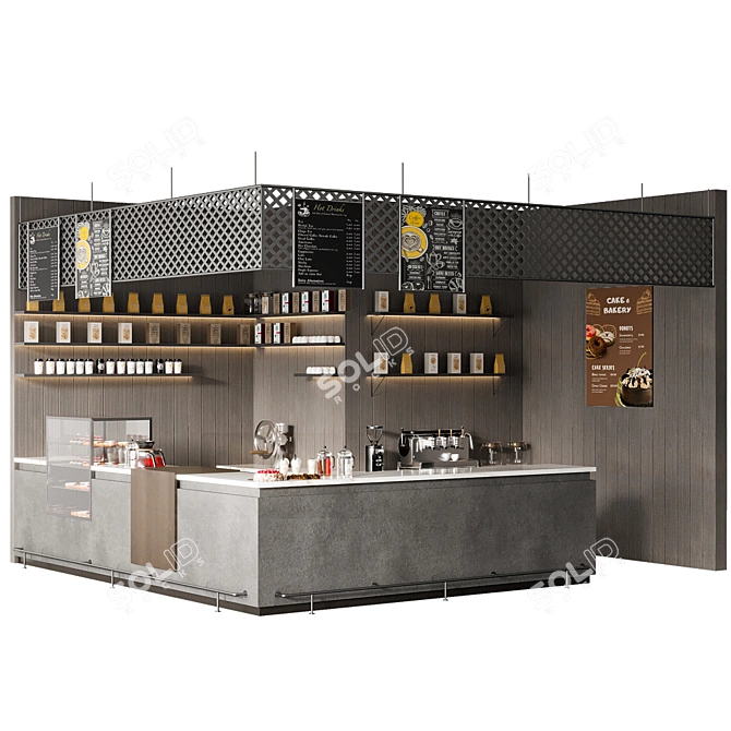 Crafted Cafe Bar Scene Kit 3D model image 2