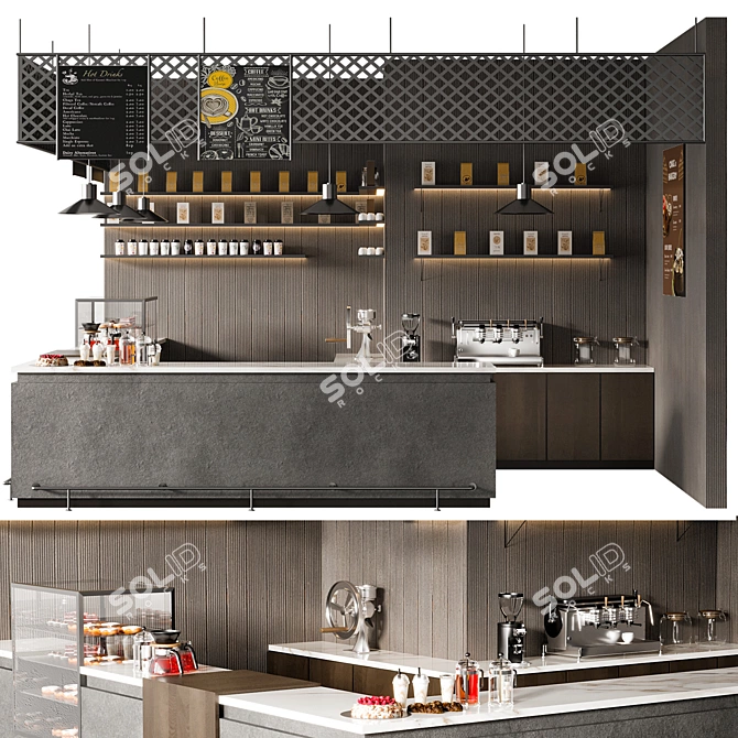 Crafted Cafe Bar Scene Kit 3D model image 3