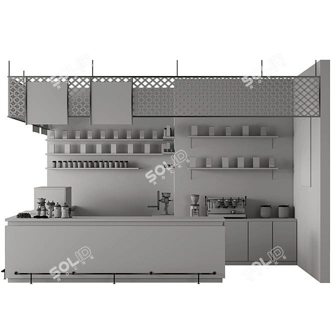 Crafted Cafe Bar Scene Kit 3D model image 7