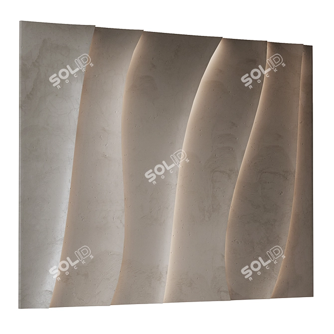 Abstract Relief Wall Panel 3600mm 3D model image 2