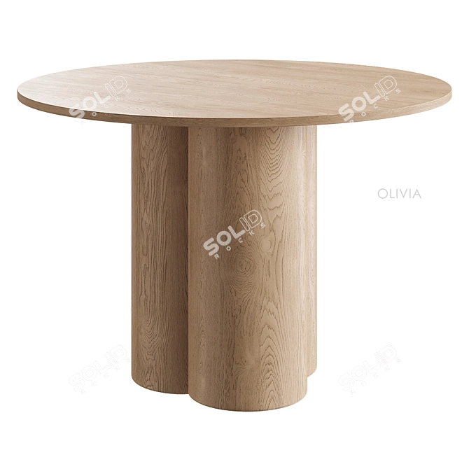 Olivia Round Dining Table Black 3D model image 1