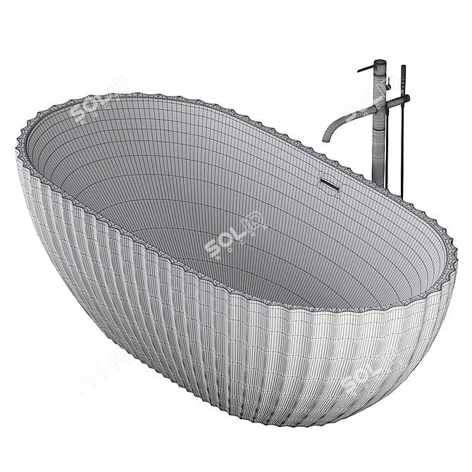 Modern Fluted Stone Bath 2014 3D model image 4