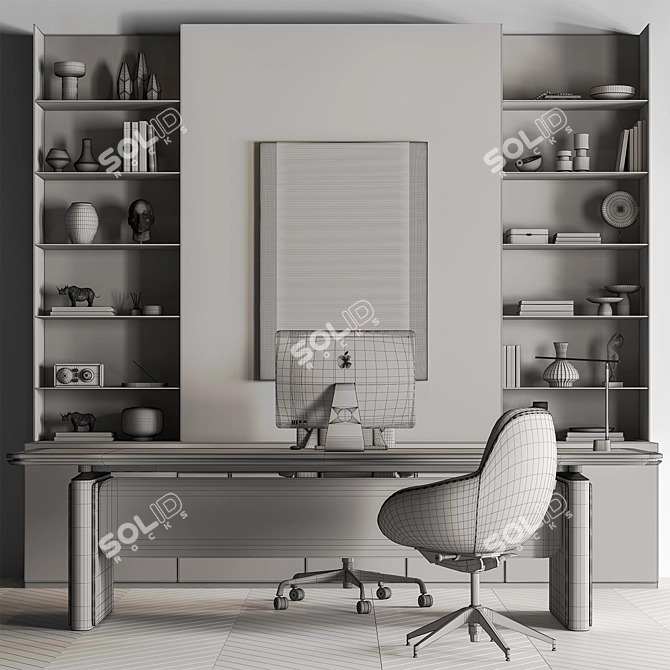 Executive Boss Desk Furniture 672 3D model image 7