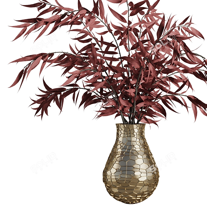 Modern Red Branches Vase Set 3D model image 3