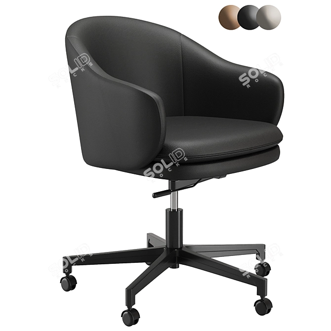 Modern Leather Swivel Office Chair 3D model image 1