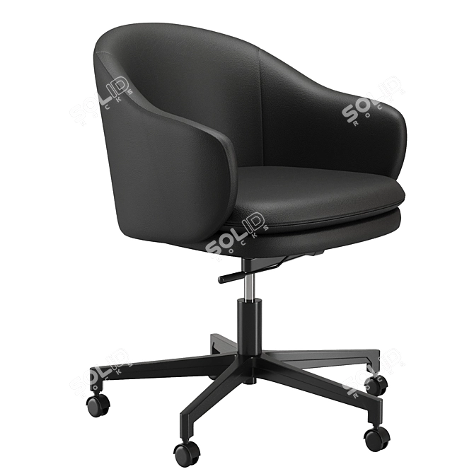 Modern Leather Swivel Office Chair 3D model image 3