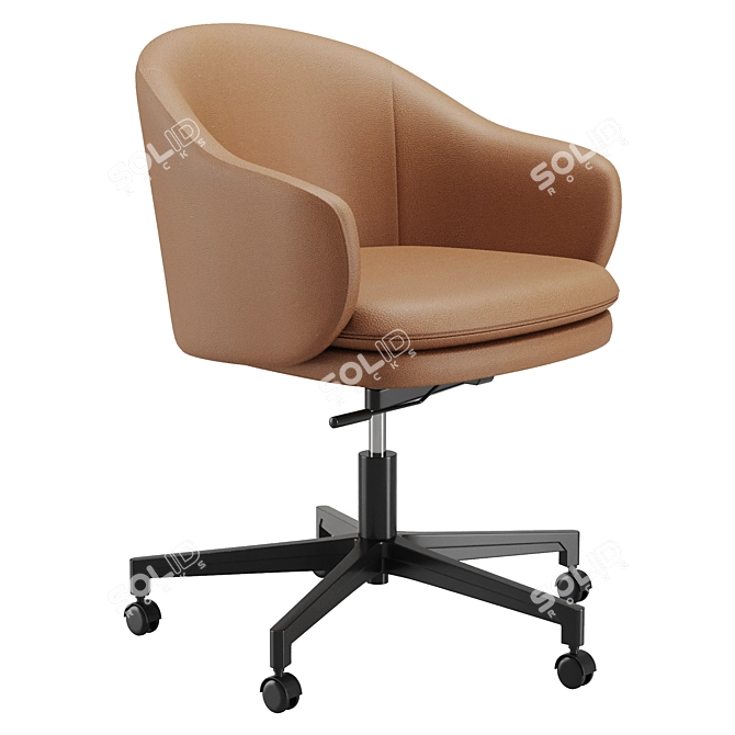 Modern Leather Swivel Office Chair 3D model image 4