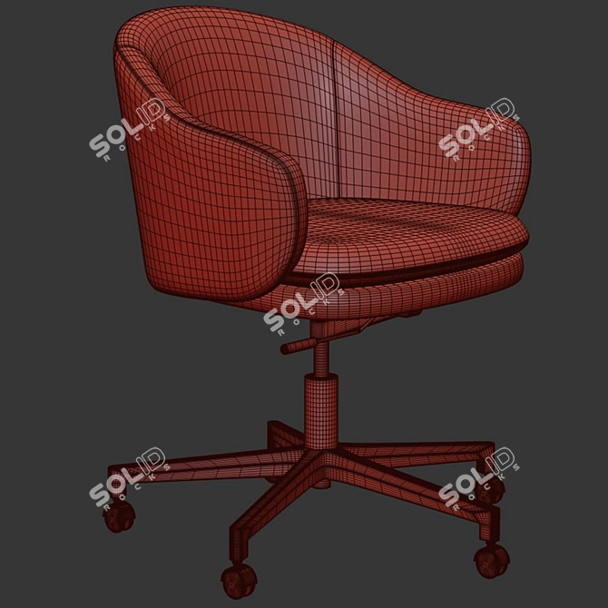 Modern Leather Swivel Office Chair 3D model image 6