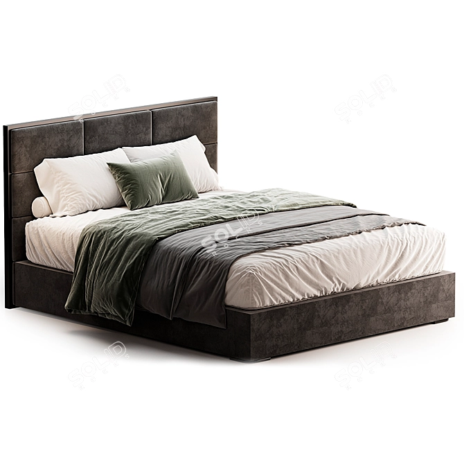 Sleek Queen Size Bed Set 3D model image 2