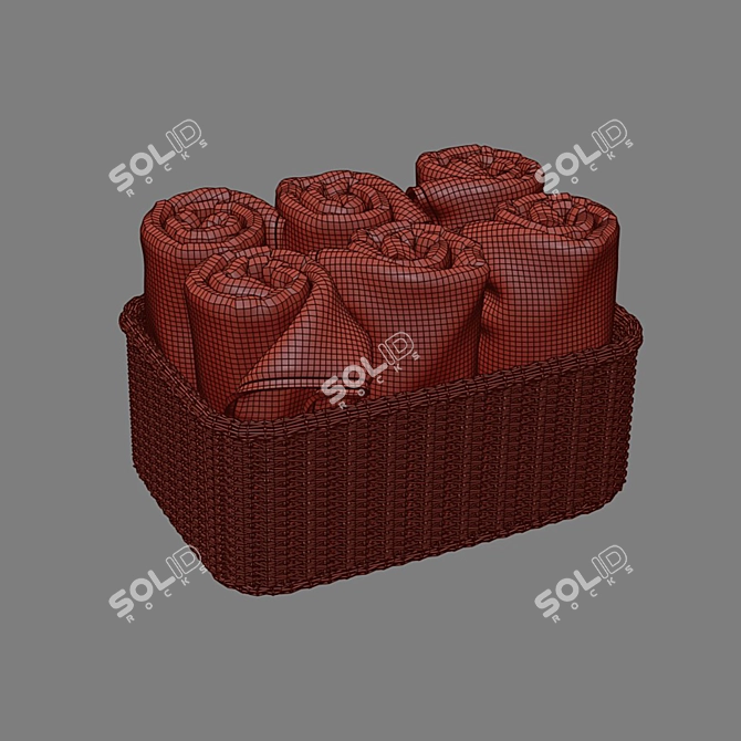 Rattan Basket Towel Set 3D model image 3