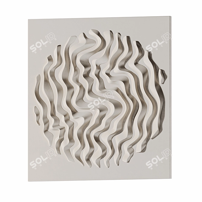 Wave-inspired Handcrafted Gypsum Panel 3D model image 3