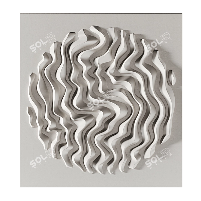 Wave-inspired Handcrafted Gypsum Panel 3D model image 7