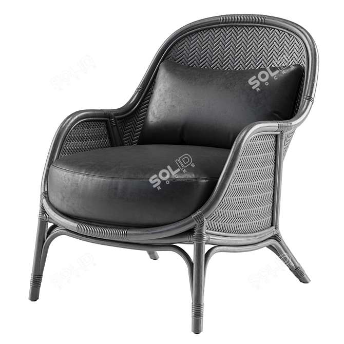 Elegant Rattan Lounge Chair 3D model image 3