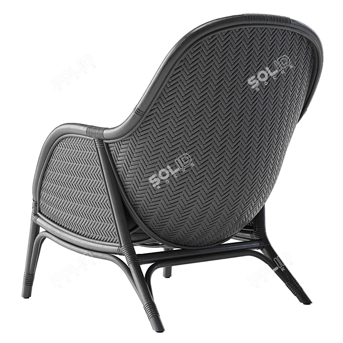 Elegant Rattan Lounge Chair 3D model image 5