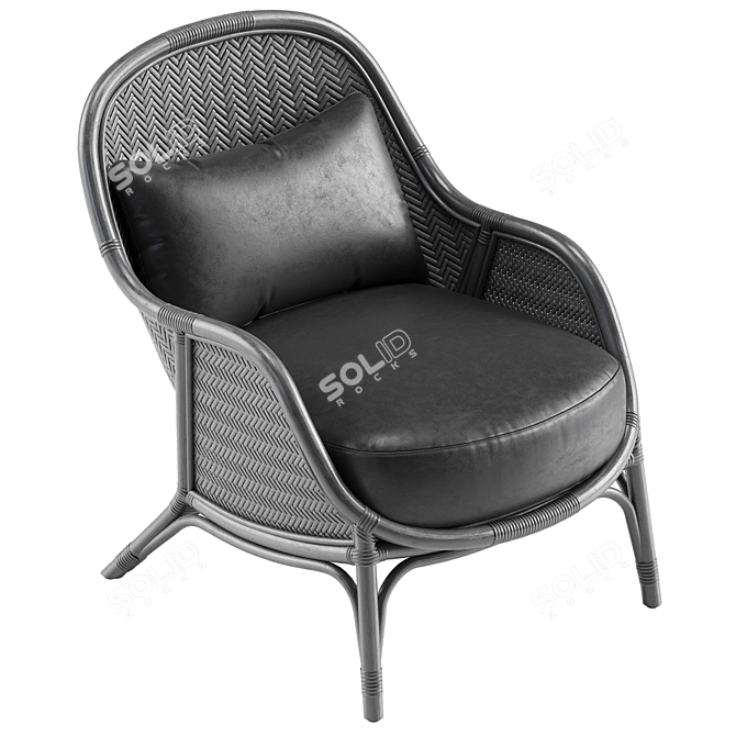 Elegant Rattan Lounge Chair 3D model image 6