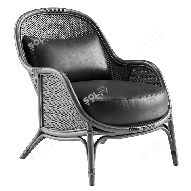 Elegant Rattan Lounge Chair 3D model image 8