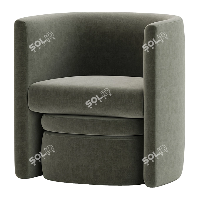 Elegant Upholstered Barrel Accent Chair 3D model image 1