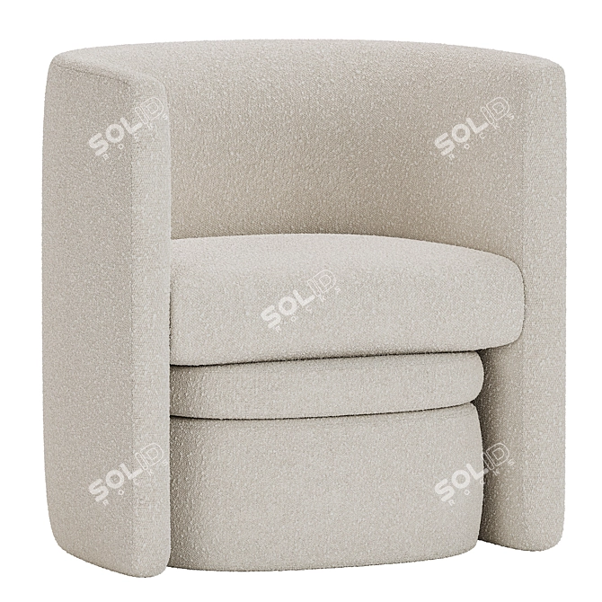 Elegant Upholstered Barrel Accent Chair 3D model image 2