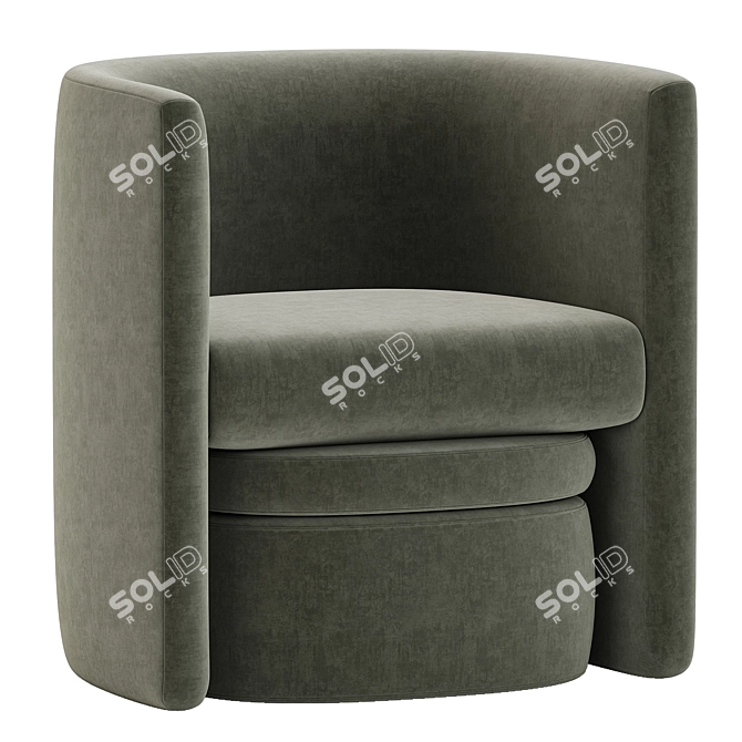 Elegant Upholstered Barrel Accent Chair 3D model image 3