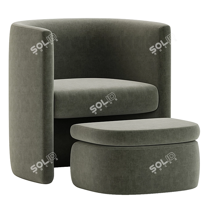 Elegant Upholstered Barrel Accent Chair 3D model image 4