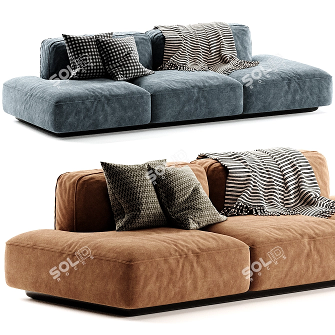 Margo Type Fabric Sofa 3-Seater 3D model image 1