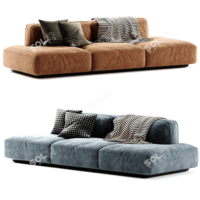 Margo Type Fabric Sofa 3-Seater 3D model image 4