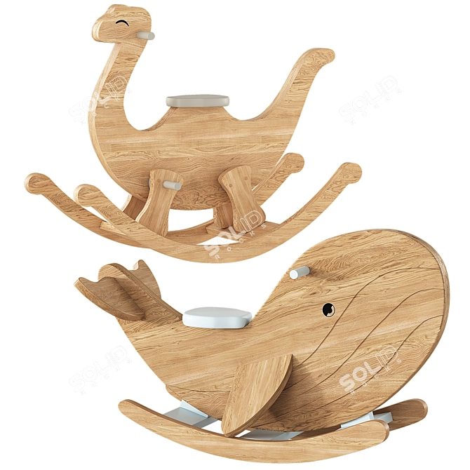 Wooden DIY Rocking Toy Set 3D model image 4