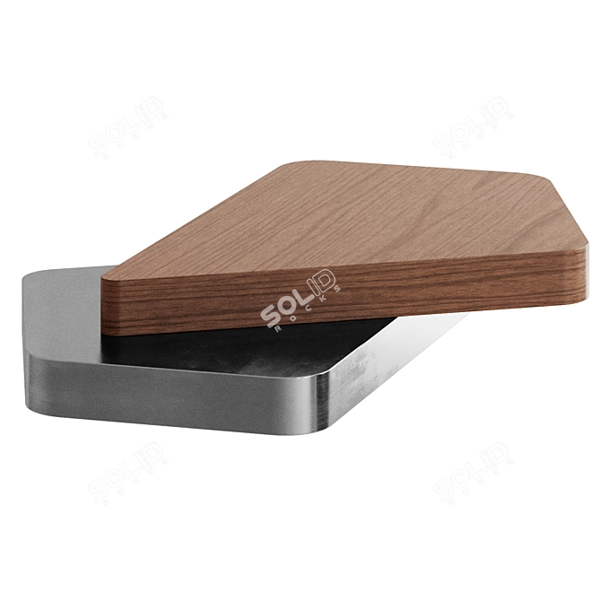 LS 25 Coffee Table, Wood-Stone-Metal 3D model image 2