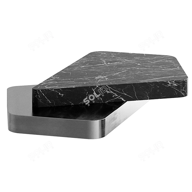 LS 25 Coffee Table, Wood-Stone-Metal 3D model image 3