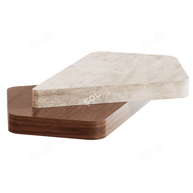 LS 25 Coffee Table, Wood-Stone-Metal 3D model image 4