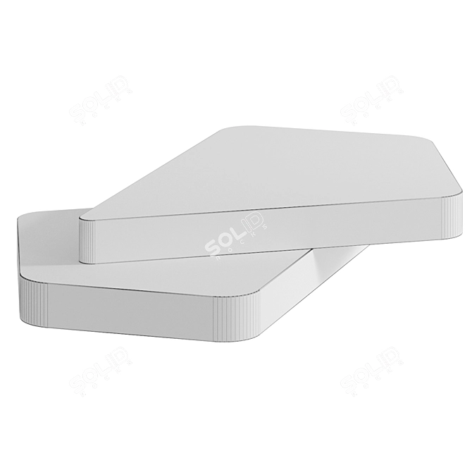 LS 25 Coffee Table, Wood-Stone-Metal 3D model image 5