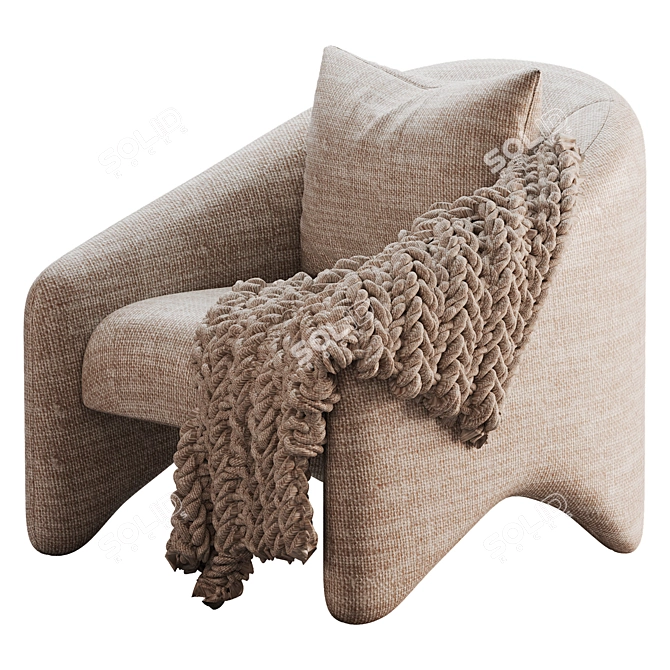 Modern Beige Fabric Accent Chair 3D model image 3