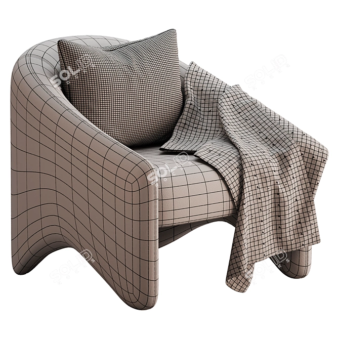 Modern Beige Fabric Accent Chair 3D model image 7