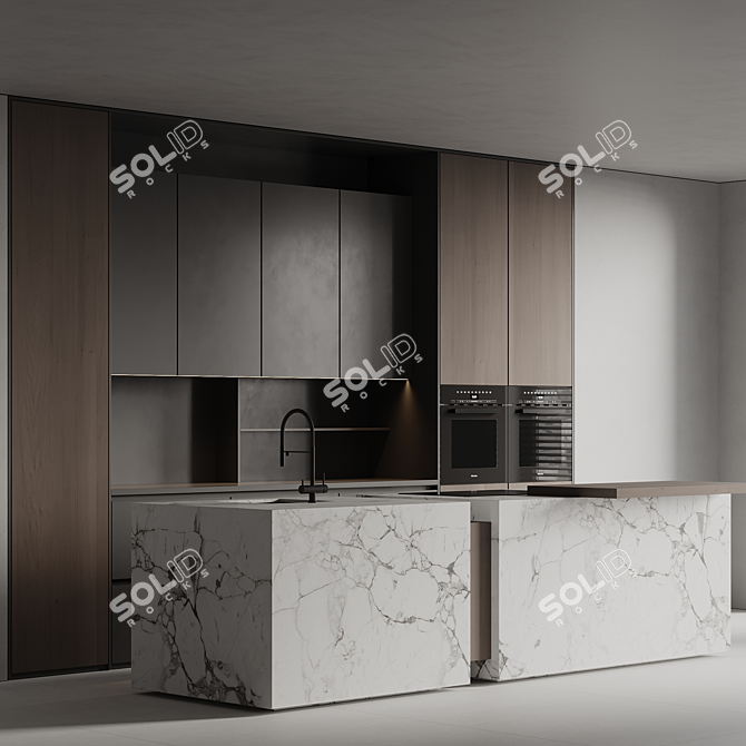 Modern Kitchen 3D Model Kit 3D model image 1