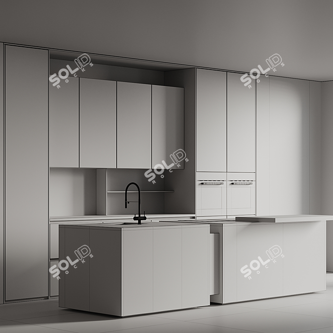 Modern Kitchen 3D Model Kit 3D model image 6